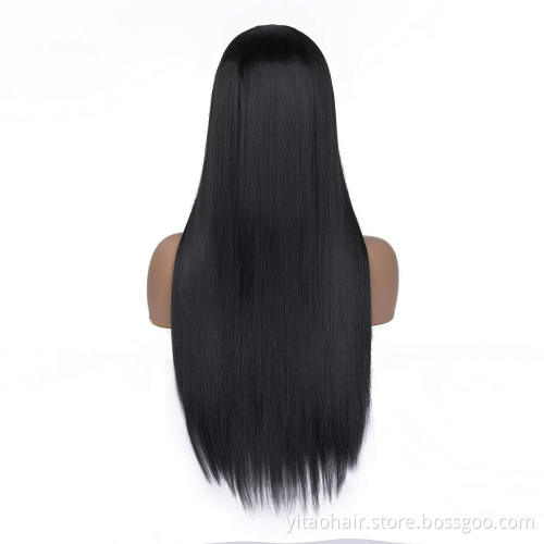 Hot Sale Long Straight Black Wig Heat Resistant Synthetic Wig Natural Hair Wig for Black Women 26 inches